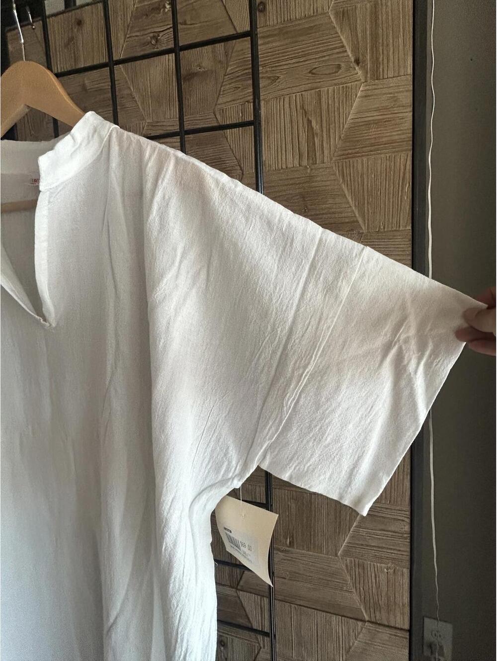 B'Gauze Women's Size S/M White Boho Cotton Gauze V-Neck Maxi Dress Kaftan NWT - Picture 4 of 5